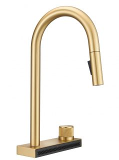 Смеситель для кухни Milacio Ultra MCU.556.GD с вытяжной лейкой и каскадным душем брашированное золото