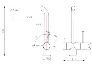 Смеситель для кухни Milacio Ultra MCU.558.GM под фильтр с краном для питьевой воды воронёная сталь