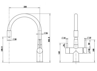 Смеситель для кухни Milacio Ultra MCU.560.GDW под фильтр с краном для питьевой воды и гибким изливом золото/белый