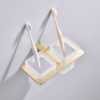 Стакан для ванной комнаты Raglo R301.08.03 двойной золотой сатин