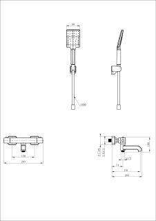 Смеситель для ванны с душем Wonzon & Woghand Stay 3 WW-B2026-A1-CR с термостатом хром