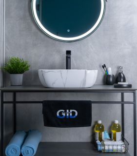 Раковина Gid Mnc333C 54469 накладная под камень глянцевая 46x32.5x13.5