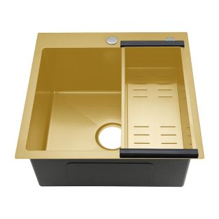 Мойка для кухни с коландером Gappo GS5050-3 золотой сатин