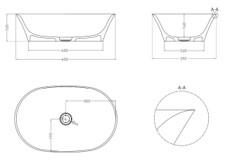 Накладная раковина Salini Mona S-Sense 110811GRH 60см RAL снаружи