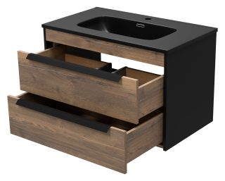 Подвесная тумба под раковину Brevita Monsour MON-09080-0102Я 80см дуб Галифакс олово/чёрный кварц