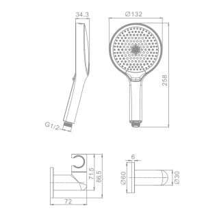 Лейка для душа с держателем и шлангом Raglo R476.43 хром