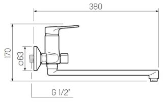Смеситель для ванны с душем РМС SL139-006E хром