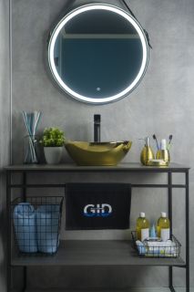 Раковина Gid Nc999 52229 накладная белая / золото 41x34x15