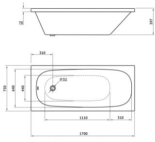 Акриловая ванна Berges Nelu с каркасом 170x75см белый 050023