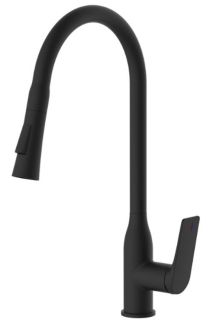 Смеситель для кухни Haiba HB73816-7 с выдвижной лейкой чёрный матовый