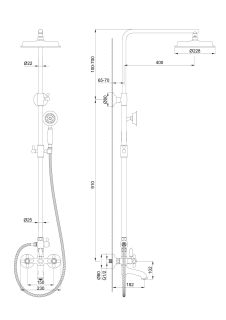 Душевая стойка Wonzon & Woghand Retro WW-88739020-BGM тёмный графит