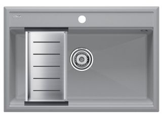 Комплект Paulmark: мойка Stepia 80 и коландер Advance PM117551-GRS+A375-BS серый дым/брашированная нержавеющая сталь