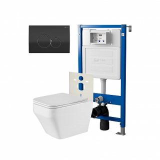 Комплект унитаза с инсталляцией Point Элемент PN48217BC с сиденьем Микролифт