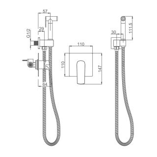 Гигиенический душ со смесителем Splenka S30.53.03 золотой сатин