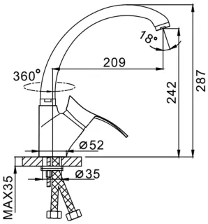 Смеситель для кухни Frap F4101-1 хром