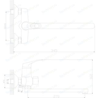 Смеситель для ванны Decoroom с ручным душем хром DR37043