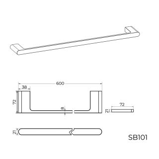 Полотенцедержатель Knotlor SB101GM, оружейная сталь