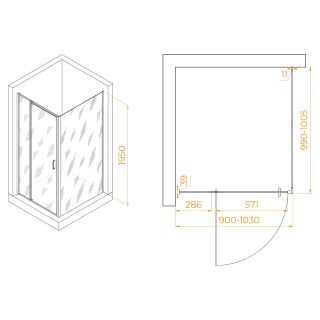 Душевой уголок RGW PA-078B (RGW PA-008B + Z-050-2B) 350807890-14 90x100см чёрный