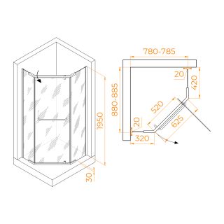 Душевой уголок RGW PA-091 35089189-11 80x90см хром