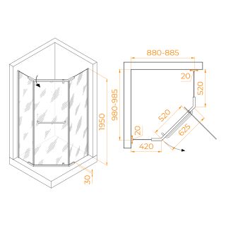Душевой уголок RGW PA-091 35089190-11 90x100см хром