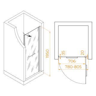 Душевая дверь RGW PA-103B 020810308-14 80см чёрный