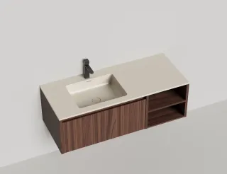 Подвесная тумба Salini Domino 27D212INA 120см шпон с открытой полкой под встраиваемую раковину