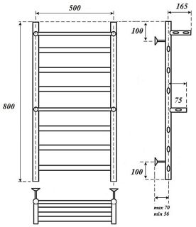 Полотенцесушитель водяной Point Артемида 50x80см с двумя полками хром PN14158P