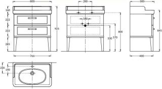 Тумба под раковину Kerama Marazzi Pompei PO.M.80.2\BLK 80 см чёрный