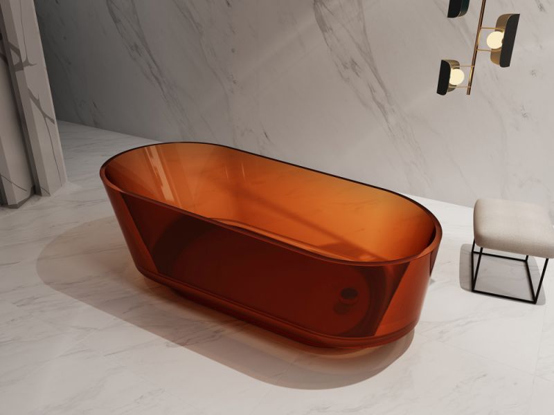 Прозрачная ванна ABBER Kristall AT9706Opal из полиэфирной смолы 170x80см коричневый