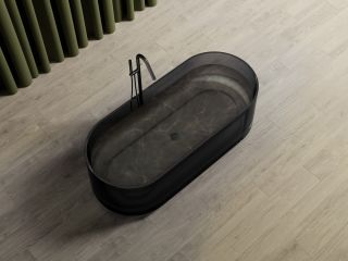 Прозрачная ванна ABBER Kristall AT9708Onyx из полиэфирной смолы 170x75см чёрный