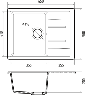 Мойка кухонная GranFest CLASSIC Q-650L черный