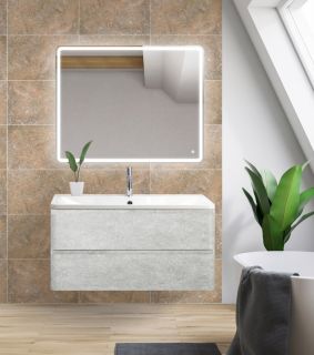 Тумба под раковину BelBagno подвесная 90x50см Cemento Verona Grigio ALBANO-900-2C-SO-CVG