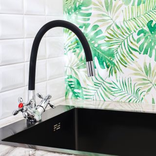 Смеситель для кухни BOOU BA5318-1F-E352A-B702 хром/чёрный