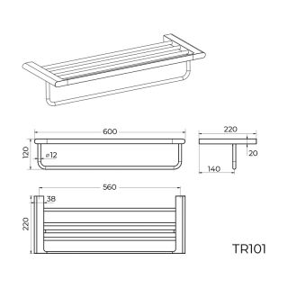 Полка для полотенец Knotlor TR101BL, черный
