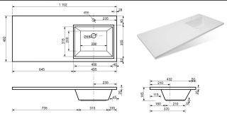 Раковина над стиральной машиной Эстет Даллас ФР-00001668 П 110см белый