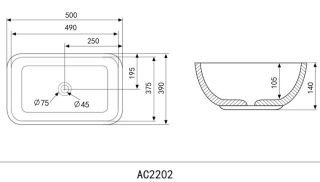 Раковина ABBER Rechteck 50см чёрный матовый AC2202MB