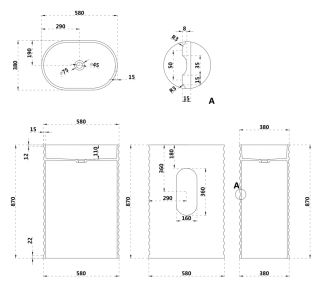 Напольная раковина ABBER Stein AS2550-H 58см белый матовый