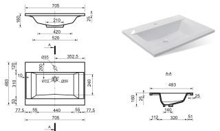 Раковина Эстет Rava silk ФР-00014960 70см белый