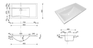 Раковина Эстет Valencia silk ФР-00016486 Л 80см белый