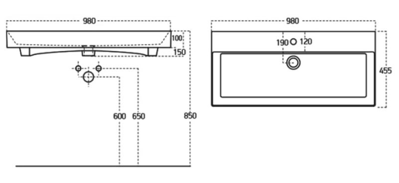 Мебельная раковина Sanovit Slim Synergy 100 см