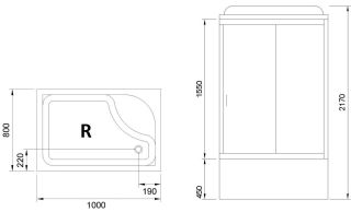 Душевая кабина Royal Bath BP правая стекло прозрачное 100x80см RB8100BP2-T-R