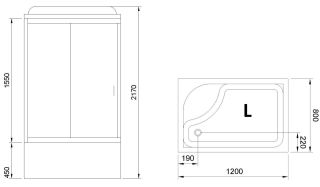 Душевая кабина Royal Bath BP левая стекло прозрачное 120x80см RB8120BP1-T-L
