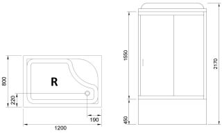 Душевая кабина Royal Bath BP правая стекло матовое 120x80см RB8120BP1-M-R