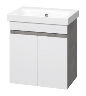 Подвесная тумба под раковину Misty Ронда 50см белый/бетон Чикаго светло-серый