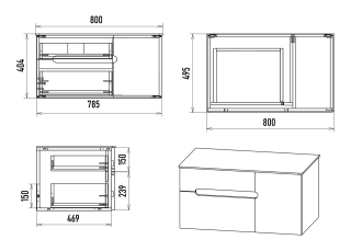 Подвесная тумба под раковину Misty Роял 80см чёрный
