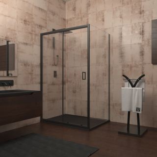 Душевой уголок Veconi Rovigo RV-046B, 1200х900х1950, черный, стекло прозрачное