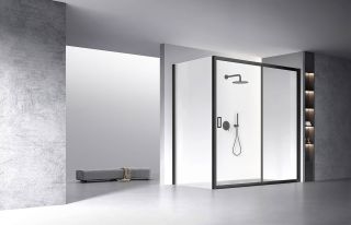 Душевой уголок Veconi Rovigo RV-060B, 1900х1000х1950, черный, стекло прозрачное