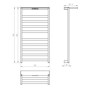Полотенцесушитель электрический Wonzon & Woghand Frankfurt WW-1029-MB 48x90 см чёрный матовый