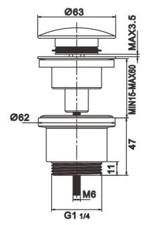 Донный клапан Rose RS31 хром