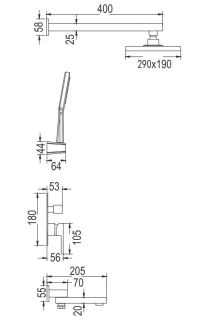 Душевая система Rose R2835H чёрный матовый